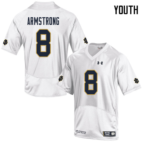 Youth #8 Jafar Armstrong Notre Dame Fighting Irish College Football Jerseys Sale-White